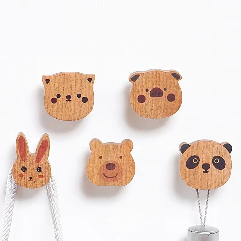 Patere en bois mural panda mignon entree
