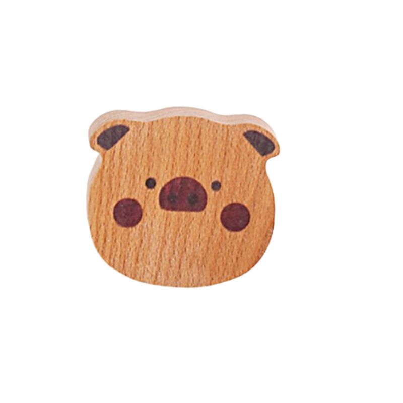Patere mural en bois mignon cochon