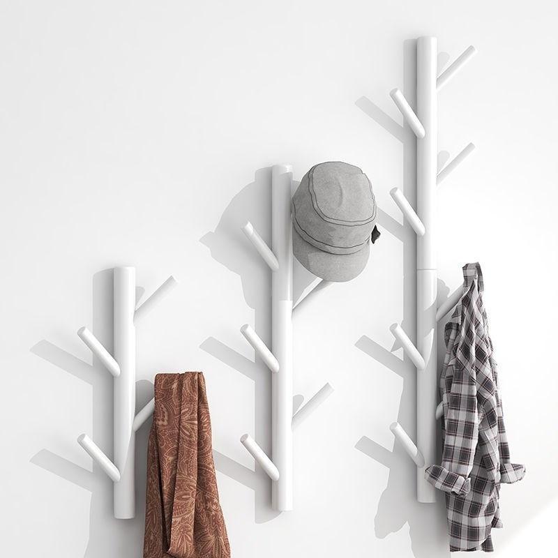 Porte manteau bois blanc mural arbre clair