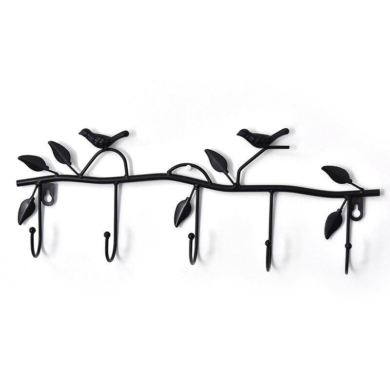Porte manteau en metal mural oiseaux noir