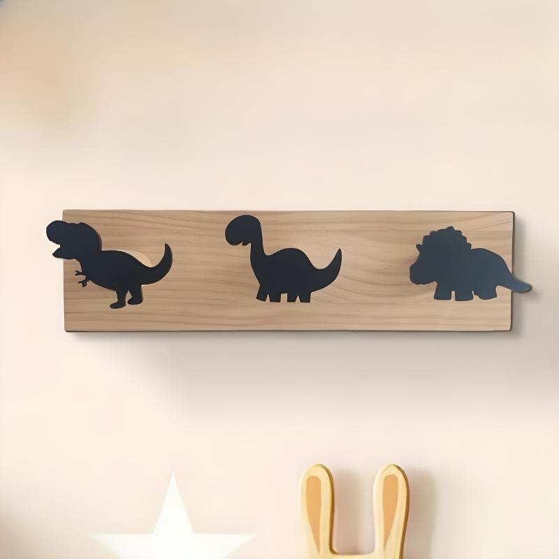 Porte manteau garcon dinosaure noir chambre 5 ans