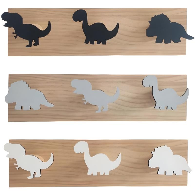 Porte manteau garcon dinosaure noir chambre bebe