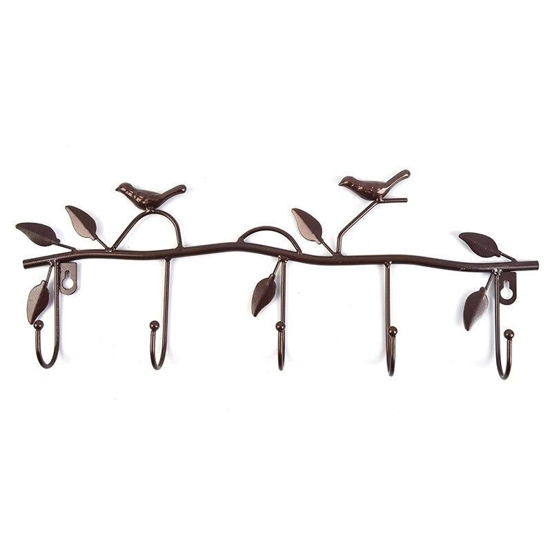 Porte manteau metallique oiseaux marron