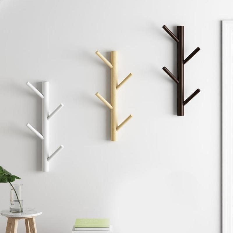 Porte manteau mural bois naturel arbre design