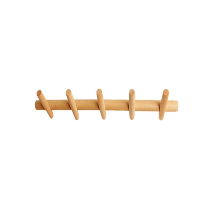       Porte manteau mural en bois avec 5 crochets