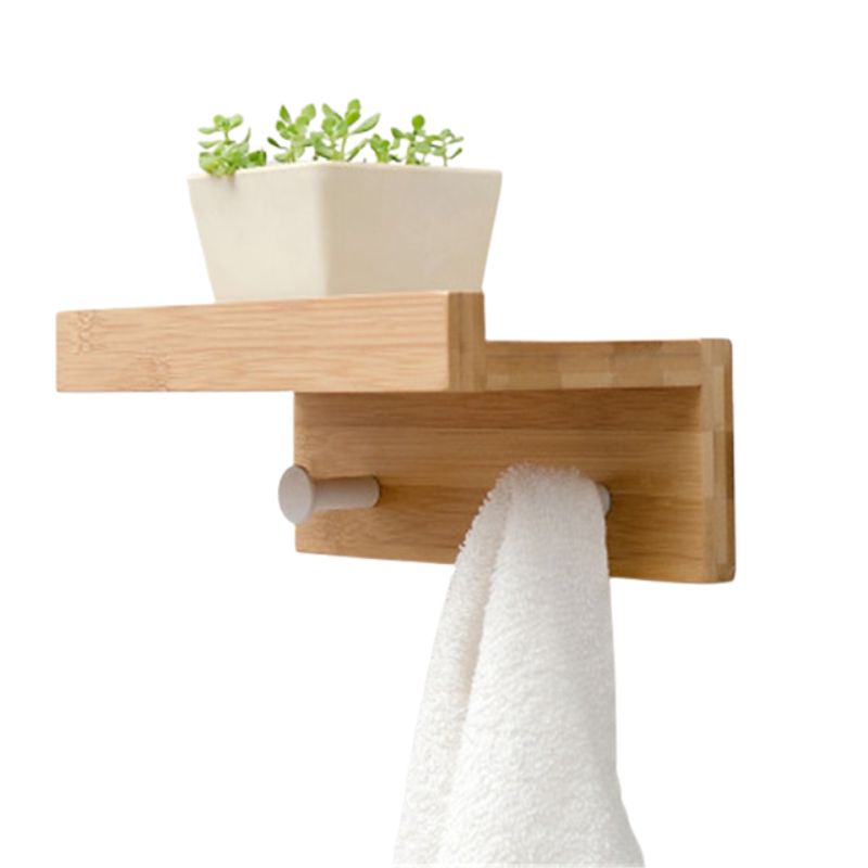 Porte manteau mural etagere en bois