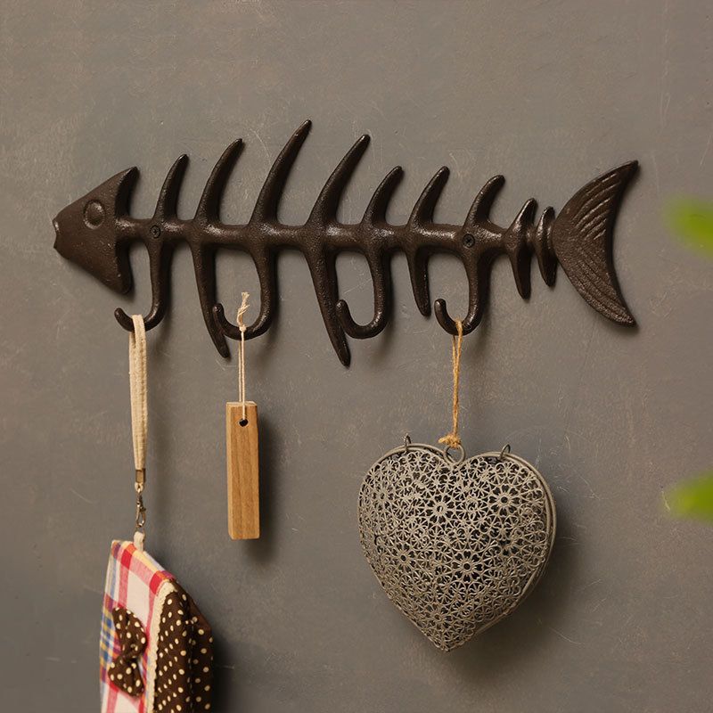 Porte manteau mural industriel design poisson style