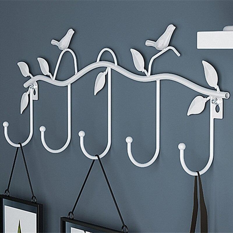 Porte manteau mural metal oiseaux blanc vintage