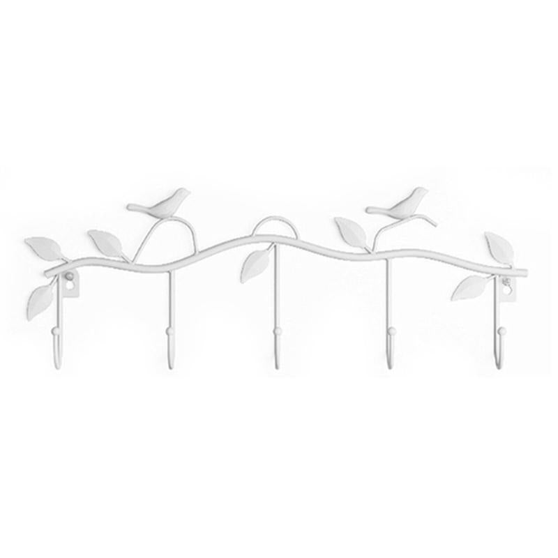 Porte manteau mural metal oiseaux blanc