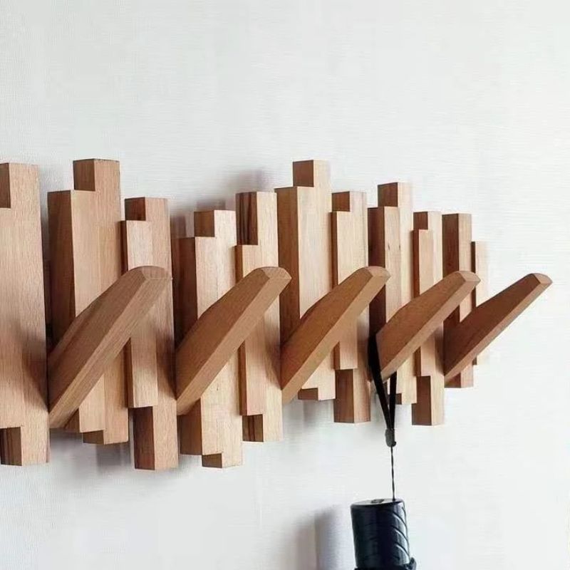 Porte manteau mural retractable bois