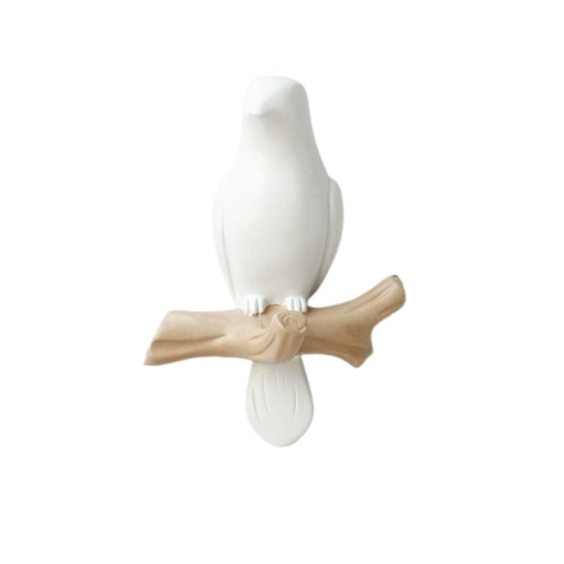 Porte manteaux mural oiseau en bois blanc 1 crochet