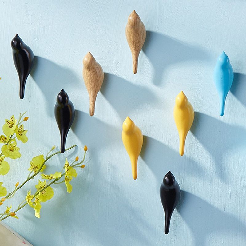 patere oiseau bois individuel couleur