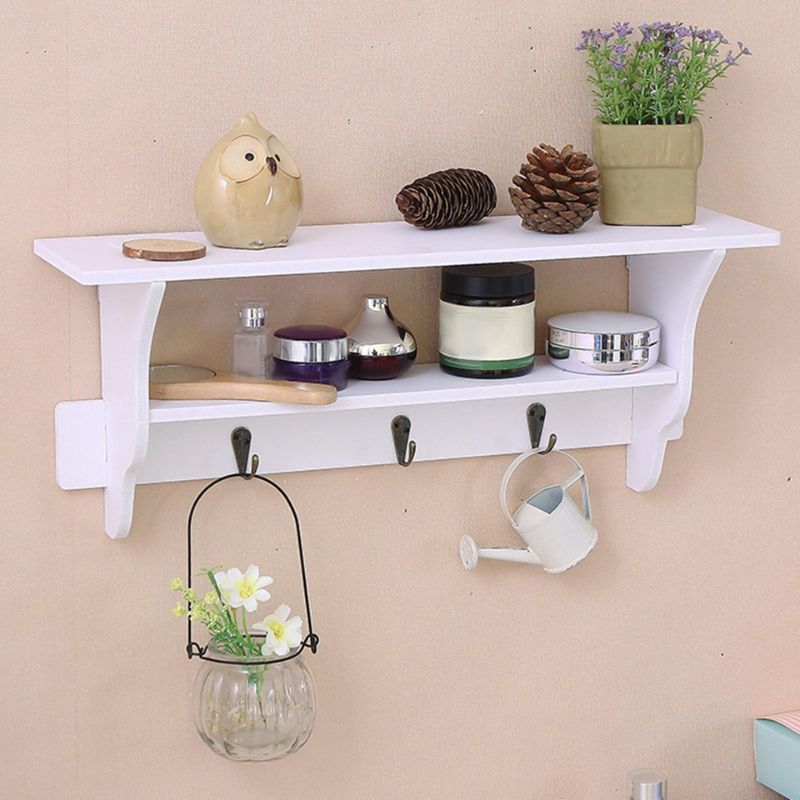 porte manteau bois blanc etagere